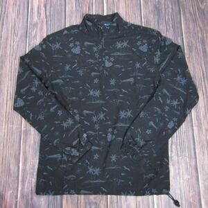 Scales 1/4 Zip Jacket Mens Small Pullover‎ Dolphin Palm Island Print Stretch